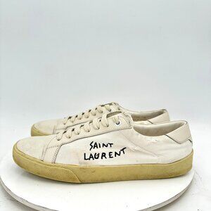 Saint Laurent Paris Court Women 10 Men 7 EU 40 White Leather Low Top Casual Shoe